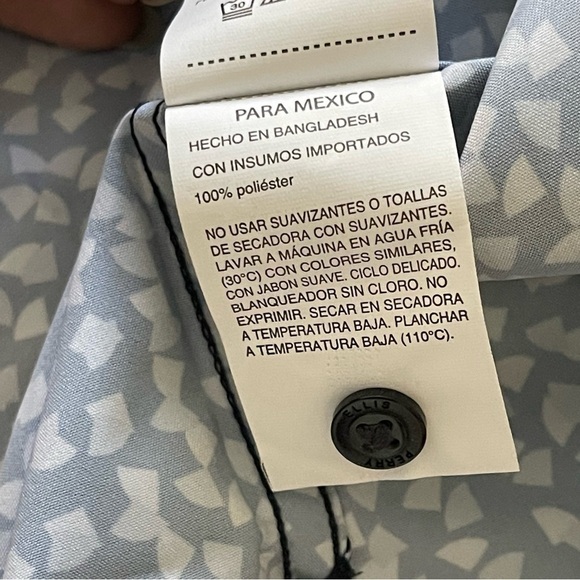 Perry Ellis stretch expandable collar short sleeve men shirt navy blue S NWT - Picture 8 of 10